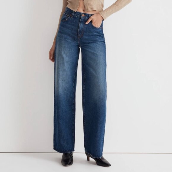 Madewell Denim - Madewell Superwide-Leg Jeans in Halleran Dark Medium Blue Wash, size 23